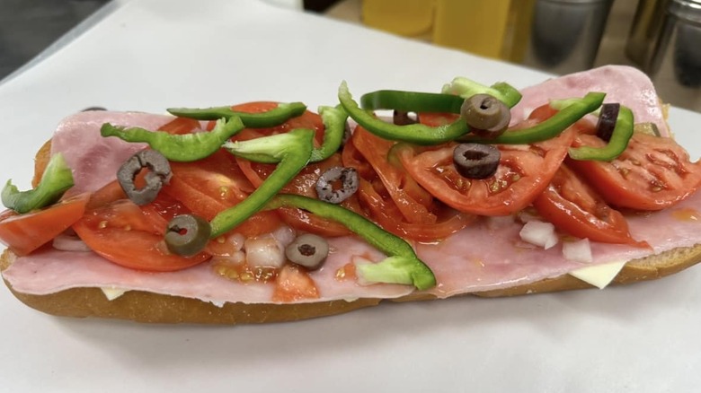 Amato's Original Italian sandwich is shown with no top bread.