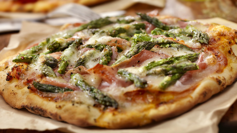 Asparagus on a pizza