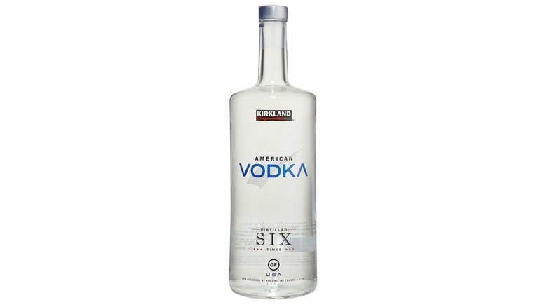 A bottle of Kirkland Signature American Vodka