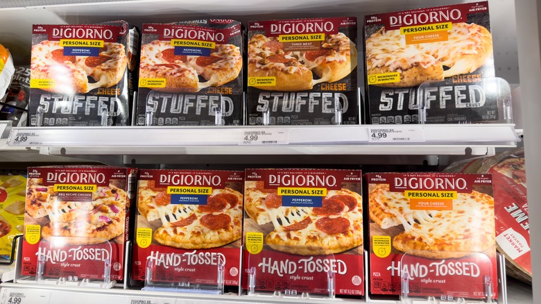 DiGiorno pizzas in freezer