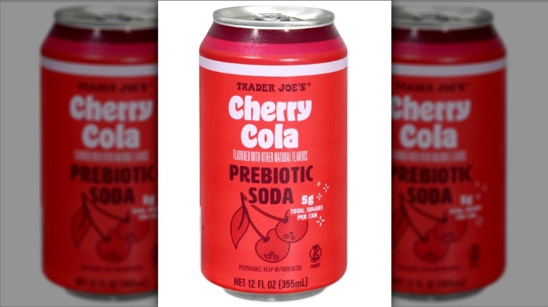 can of Trader Joe's Cherry Cola Prebiotic Soda