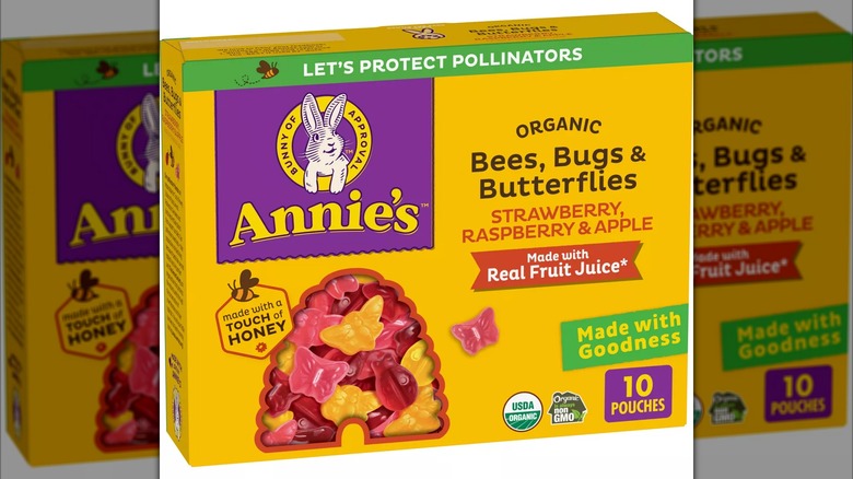 A box of Annie's fruit snack pouches perfect for filling Easter baskets