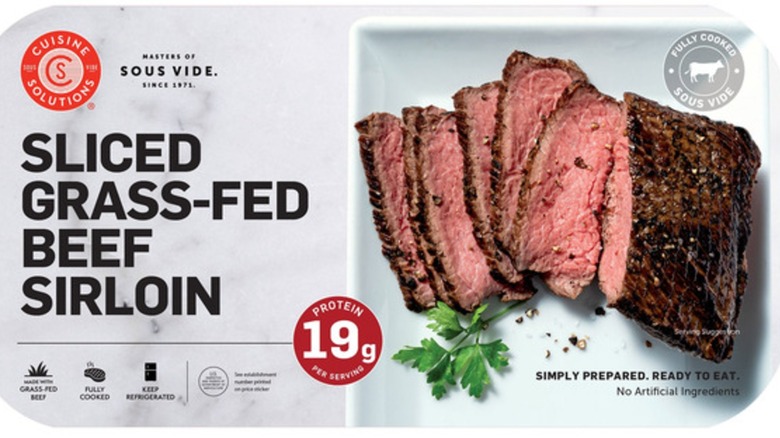 A package of Cuisine Solutions sliced grass-fed beef sirloin