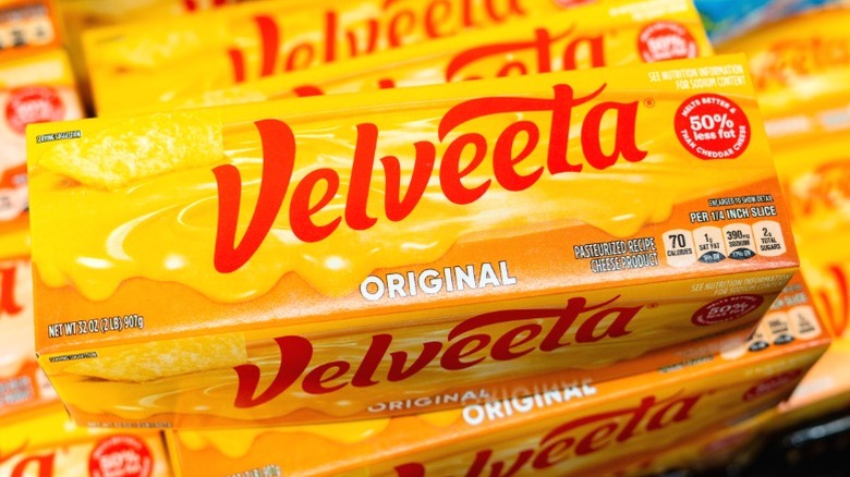 Blocks of Velveeta on sale in a supermarket.