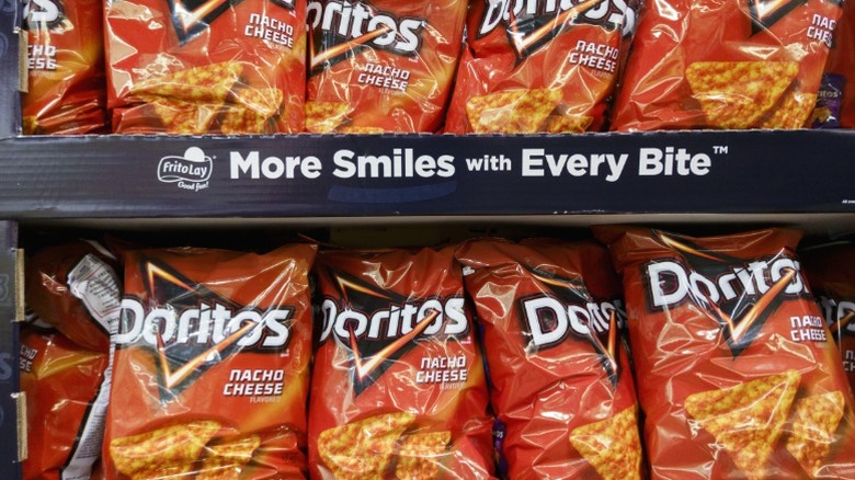 Bags of Doritos for sale.