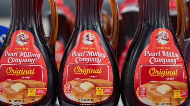 Bottles of Pearl Milling Company syrup.