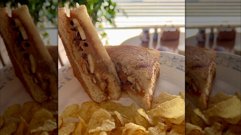 The Pooh Bear sandwich on a plate from PB&J with Tay