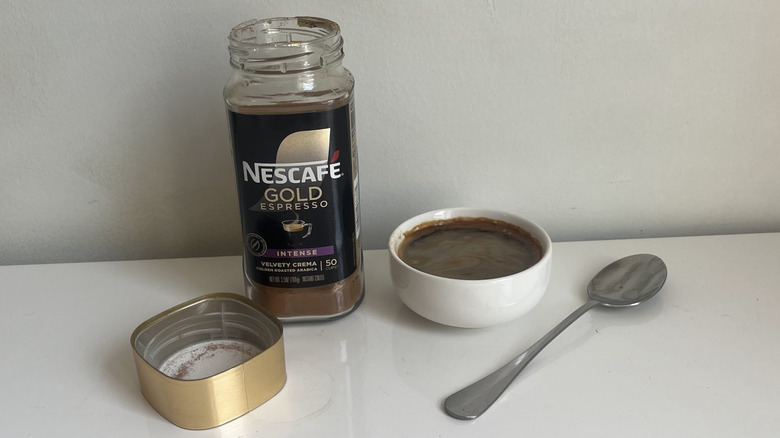 A jar of Nescafé Gold instant coffee