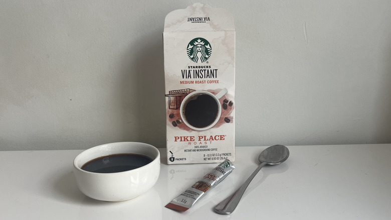 A box of Starbucks instant coffee packets