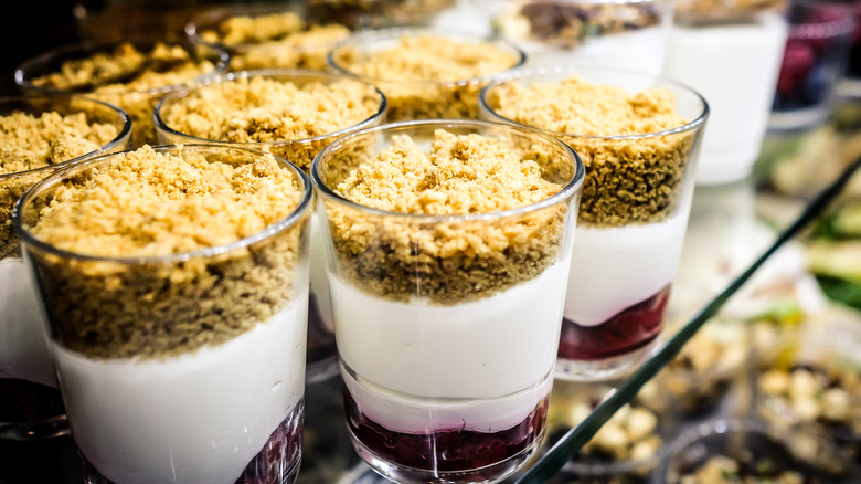 parfait in glass cup in grocery store