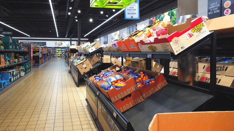 Produce on display at an Aldi store