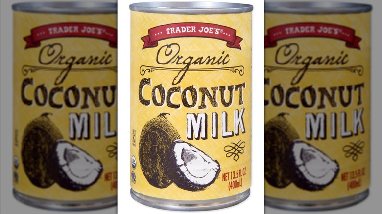 Can of Trader Joe's Organic Coconut Milk on white background