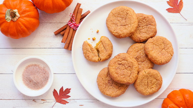 a plate of pumpkin cookies