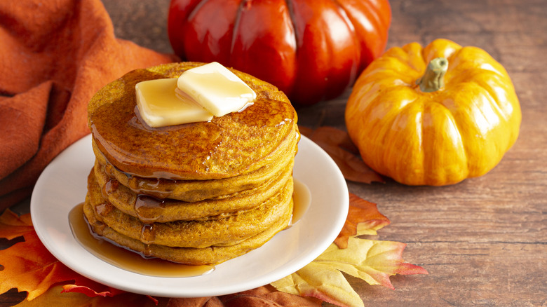 pumpkin pancakes on a plate