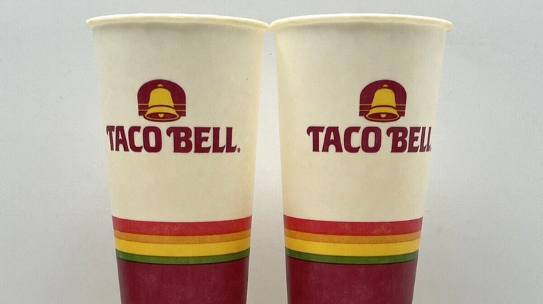 vintage Taco Bell logo on two cups