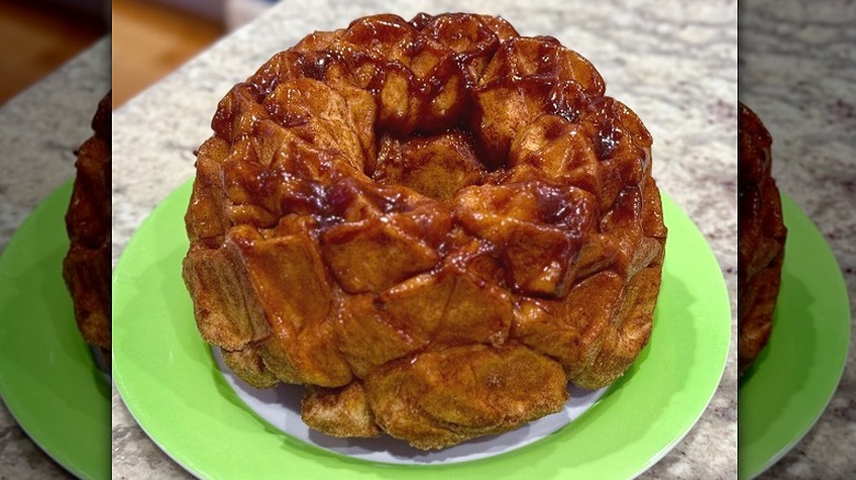 a monkey bread made up of cinnamon roll pieces
