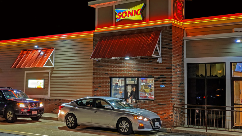 Sonic drive-thru at night