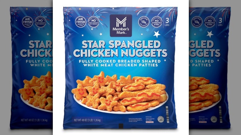A bag of Member's Mark Star Spangled Chicken Nuggets on a white background.