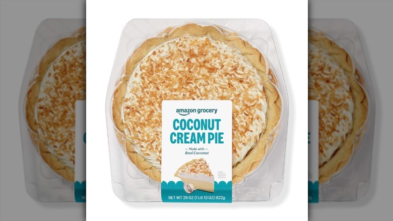 Amazon Grocery Coconut Cream Pie in clear plastic packaging