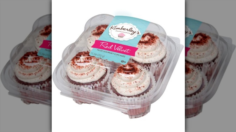 Kimberley's Bakeshoppe Red Velvet Gourmet Cupcakes in clear plastic packaging