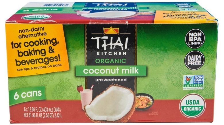 Thai Kitchen Organic Unsweetened Coconut Milk in a cardboard carton