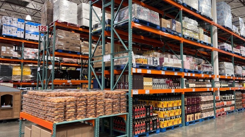 canned goods on the shelves at Costco