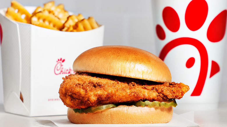 A chicken sandwich meal from Chick-fil-A