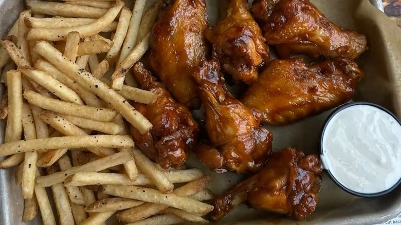 Bone-in wings and fries from the Buffalo Wild Wings