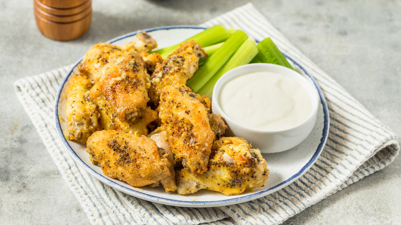 Lemon pepper wings on a plate
