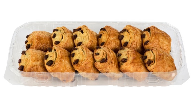 Member's Mark Chocolate Croissants in clear plastic packaging on a white background.
