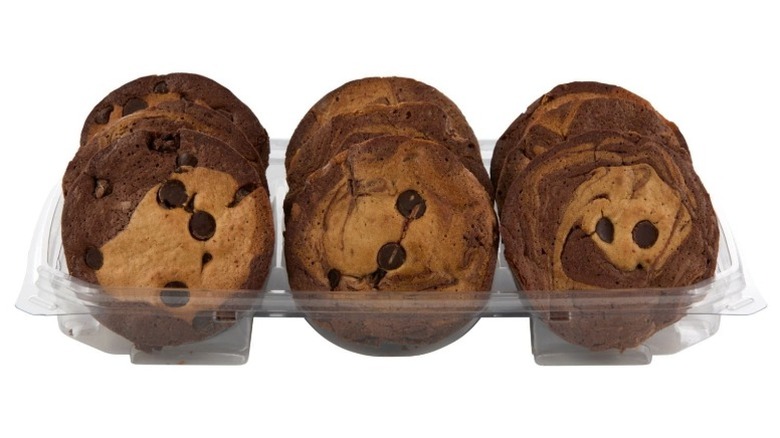 Member's Mark Cookie Dough Brownies in clear plastic packaging on a white background.