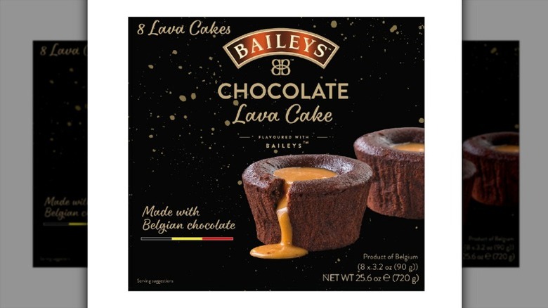 A box of Baileys Belgian Chocolate Lava Cakes on a white background.