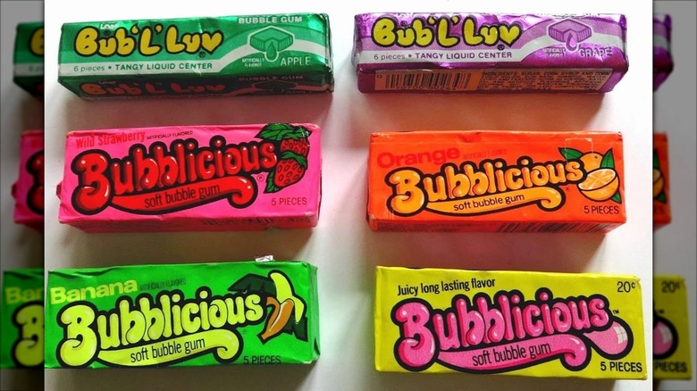 Various flavors of Bubblicious gum