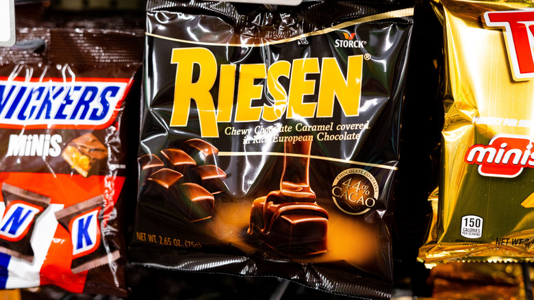 bag of Riesen candies on a store shelf