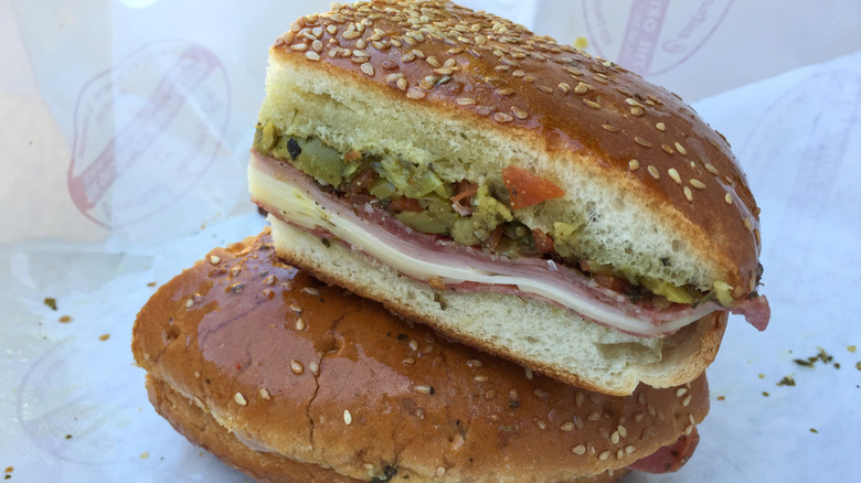muffuletta sandwich with olive salad