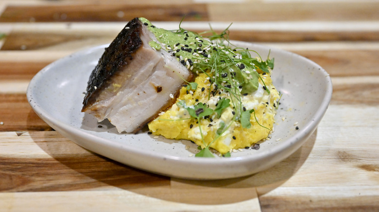 Pork belly dish on plate
