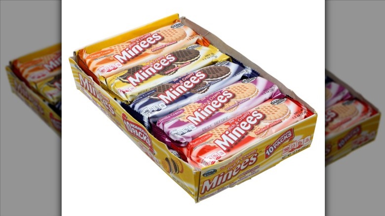 10-pack of assorted Minees Sandwich Cookies on a white background.