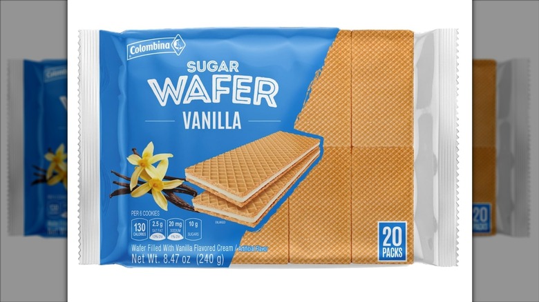 A package of Columbina vanilla sugar wafers on a white background.