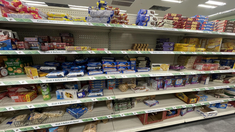 A cookie aisle at Dollar Tree