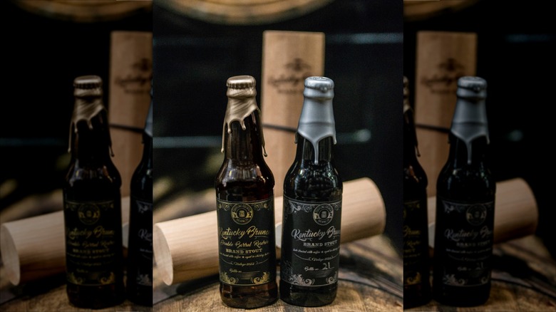Two bottles of Kentucky Brunch Brand Stout