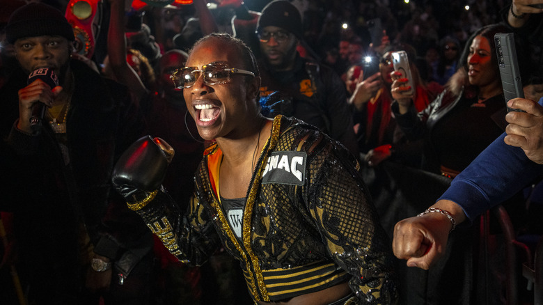 Claressa Shields walking to boxing ring