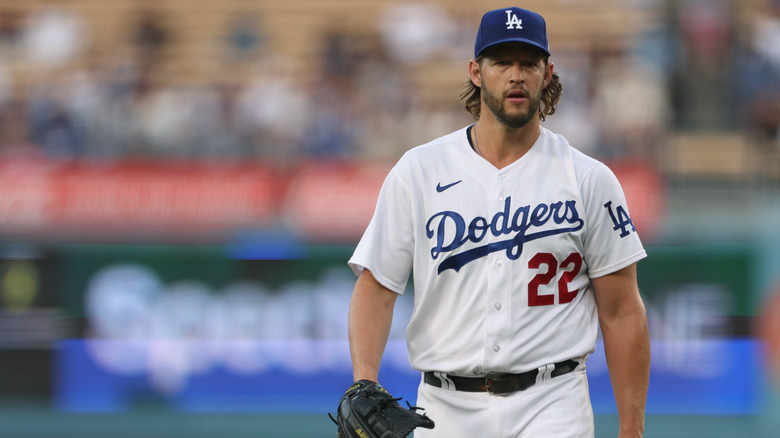 Clayton Kershaw on the field during a Dodgers game