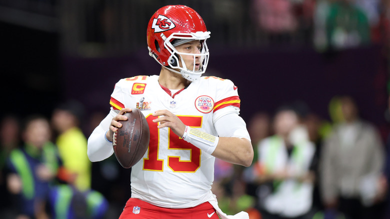 Patrick Mahomes playing for the Kansas City Chiefs