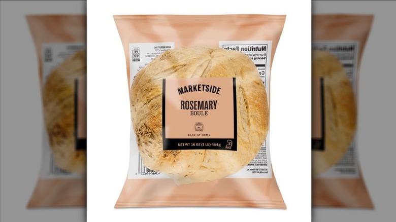 A package of Marketside Rosemary Boule bread from Walmart on a white background.