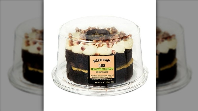 Marketside Dubai-Style Chocolate Cake on a white background.