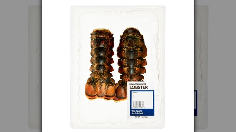 A package of Wild Caught Cold Water Lobster Tails on a white background.
