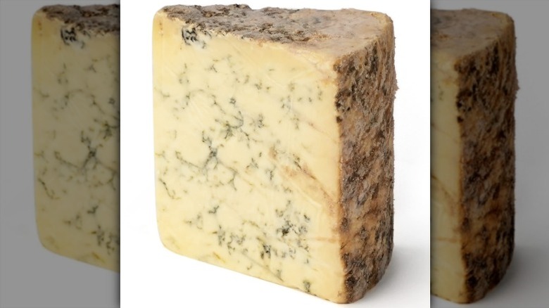 wedge of blue Stilton cheese