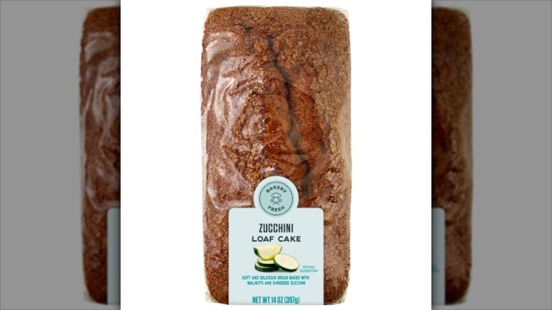Bakery Fresh Zucchini Loaf Cake on a white background.