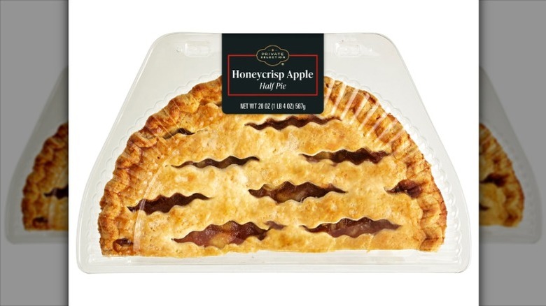 Private Selection Honeycrisp Apple Half Pie in clear plastic packaging on a white background.