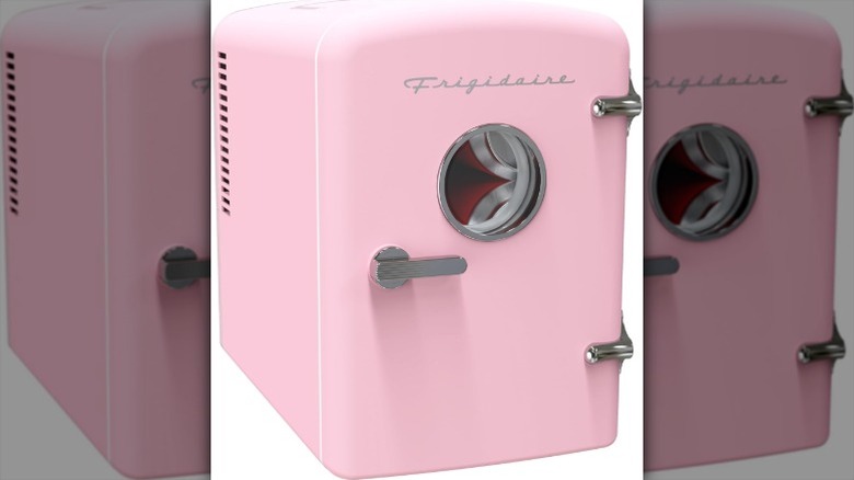 pink Frigidaire retro mini personal fridge